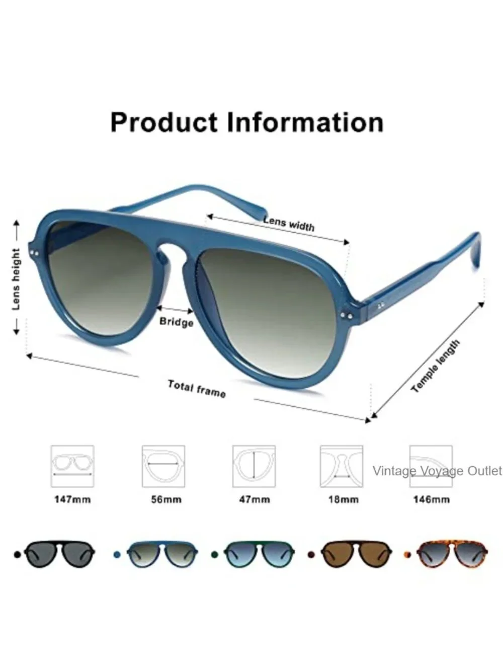 Retro Aviator Sunglasses UV400 PC Lenses for Women Men, Medium